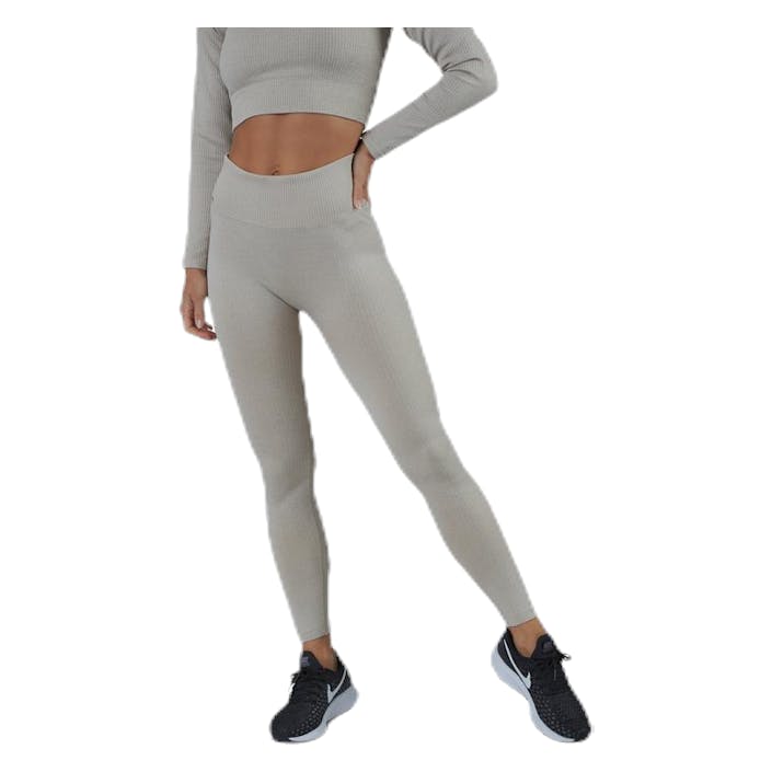 Bonnie Ribbed Tights Beige, Female, Apparels, Leggings, Yoga, Beige, XS/S