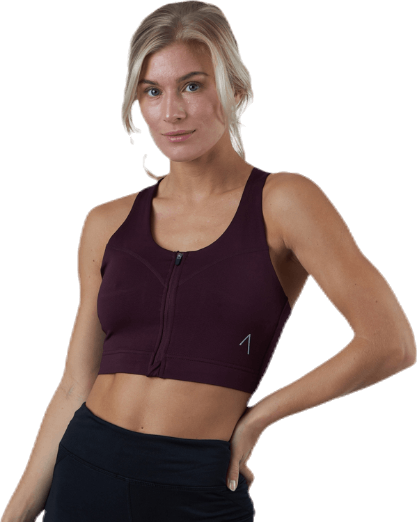 Zip Sports Bra Red, Female, Apparels, Sports Bras, Running, Red, XL