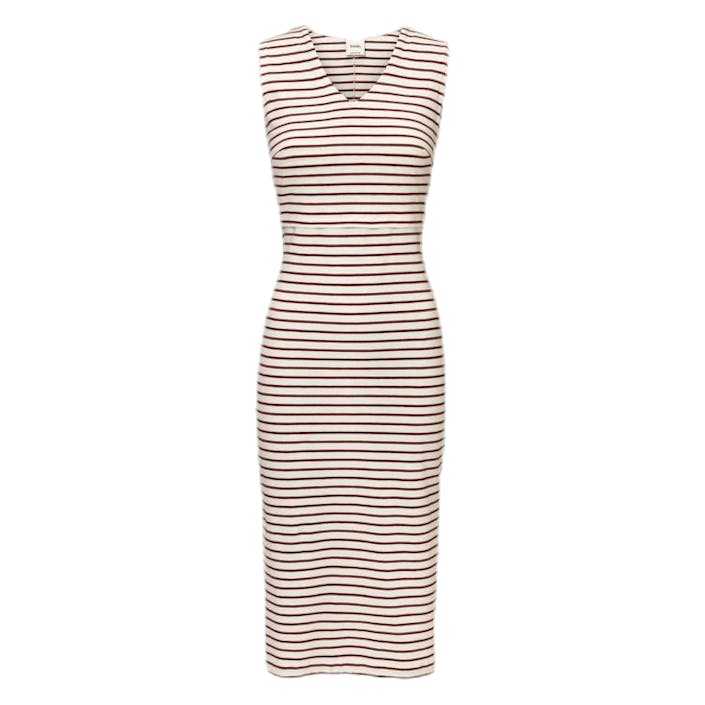 Simone S/L Dress Beige/Red, Female, Apparels, skirts & dresses, Beige/Red, S