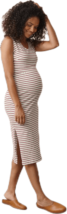 Simone S/L Dress Beige/Red - Bild 5