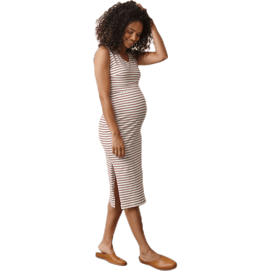 Simone S/L Dress Beige/Red - Bild 5