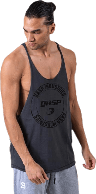 Gasp Stringer Grey, Male, Apparels, Tops, Workout, Grey, S
