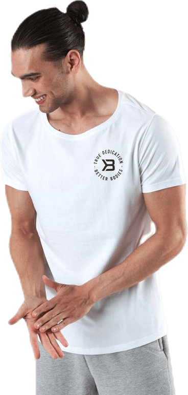 Wide Neck Tee White, Male, Apparels, T-shirt, Workout, White, L