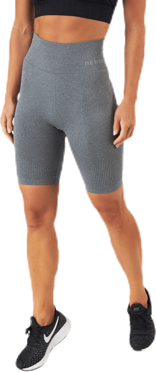 Rib seamless shorts Grey, Female, Apparels, Leggings, Workout, Grey, XL