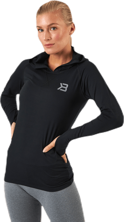 Performance LS Hood Black/Grey, Female, Apparels, Shirts, Workout, Black/Grey, M