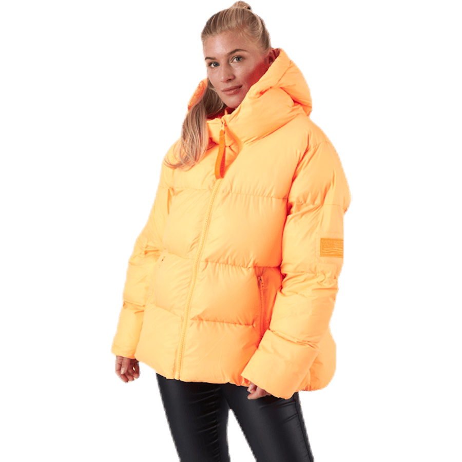 Short Padded Hood Jacket Orange