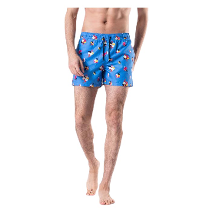 Hibiscus Swim Shorts Blue, Male, Apparels, Swimwear, Swimming, Blue, XL
