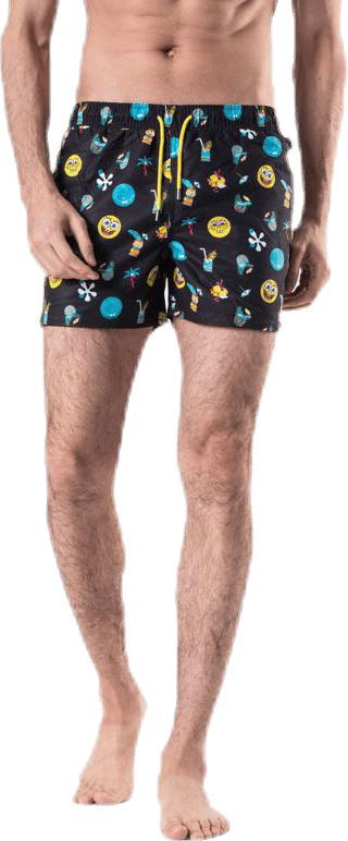 Sponge Bob Swim Shorts Black, Male, Apparels, Swimwear, Swimming, Black, M
