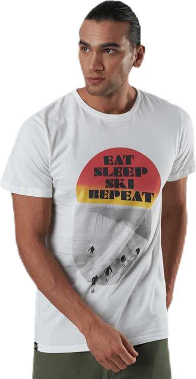 Stockholm Eat Sleep Ski White, Male, Kleding, T-shirt, Wit, M