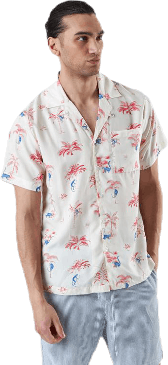 Shirt Short Sleeve Marstrand Monkey Trees White, Male, Kläder, Skjortor, Vit, XL