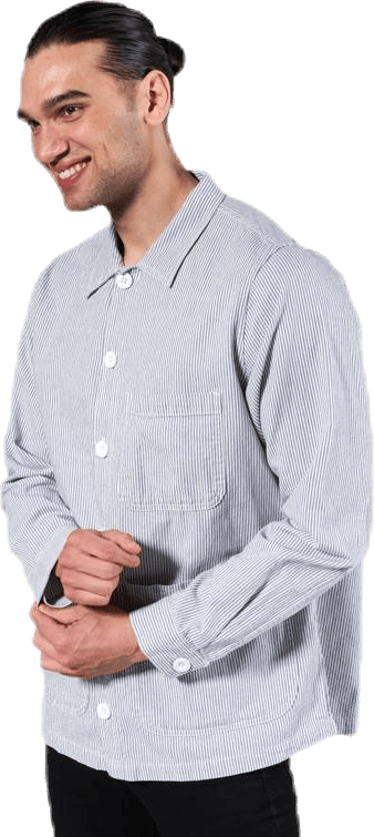 Worker Jacket Sala Thin Stripes Blue, Male, Apparels, T-shirt, Blue, M