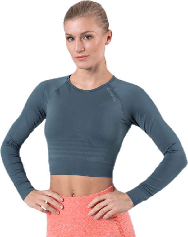 Define Seamless L/S Crop Top Green, Female, Klær, Skjorter, Trening, Grønn, L