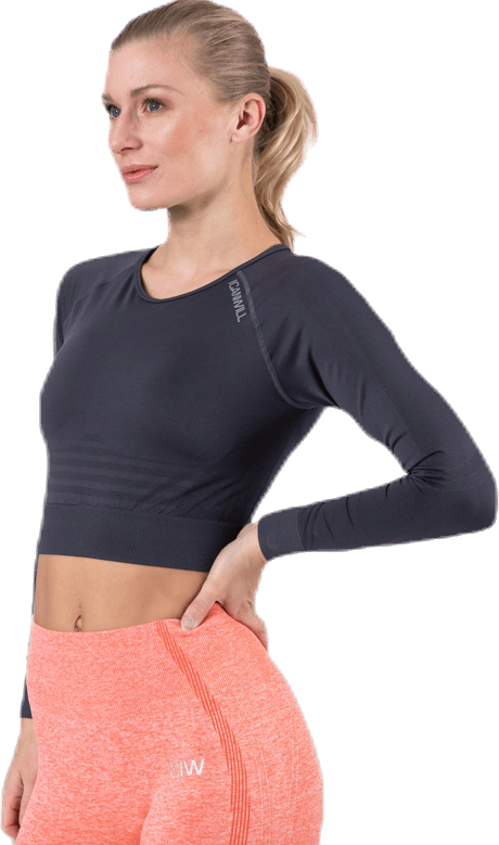 Define Seamless L/S Crop Top Grey, Female, Klær, Skjorter, Trening, Grå, M