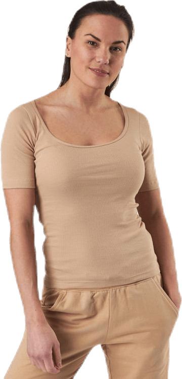 T-shirt Ribbed Beige