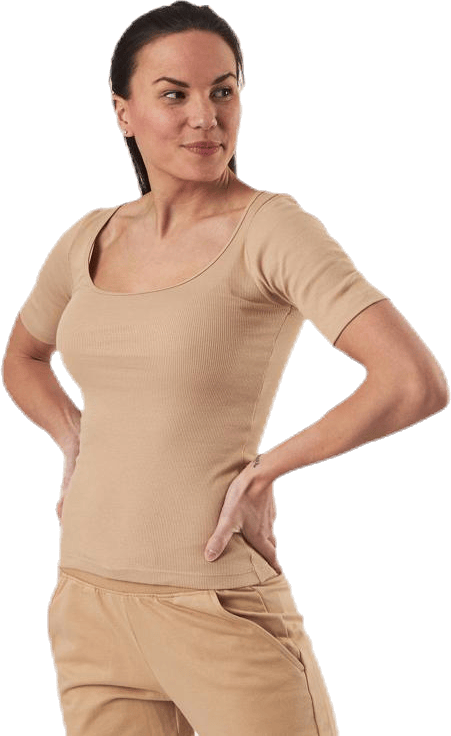 T-shirt Ribbed Beige - Bild 4