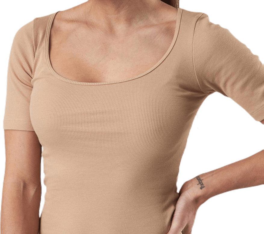 T-shirt Ribbed Beige - Bild 5