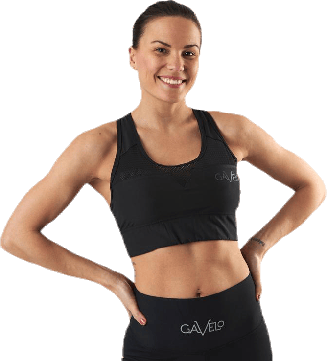 Mesh Black Swirl Sports Bra Black