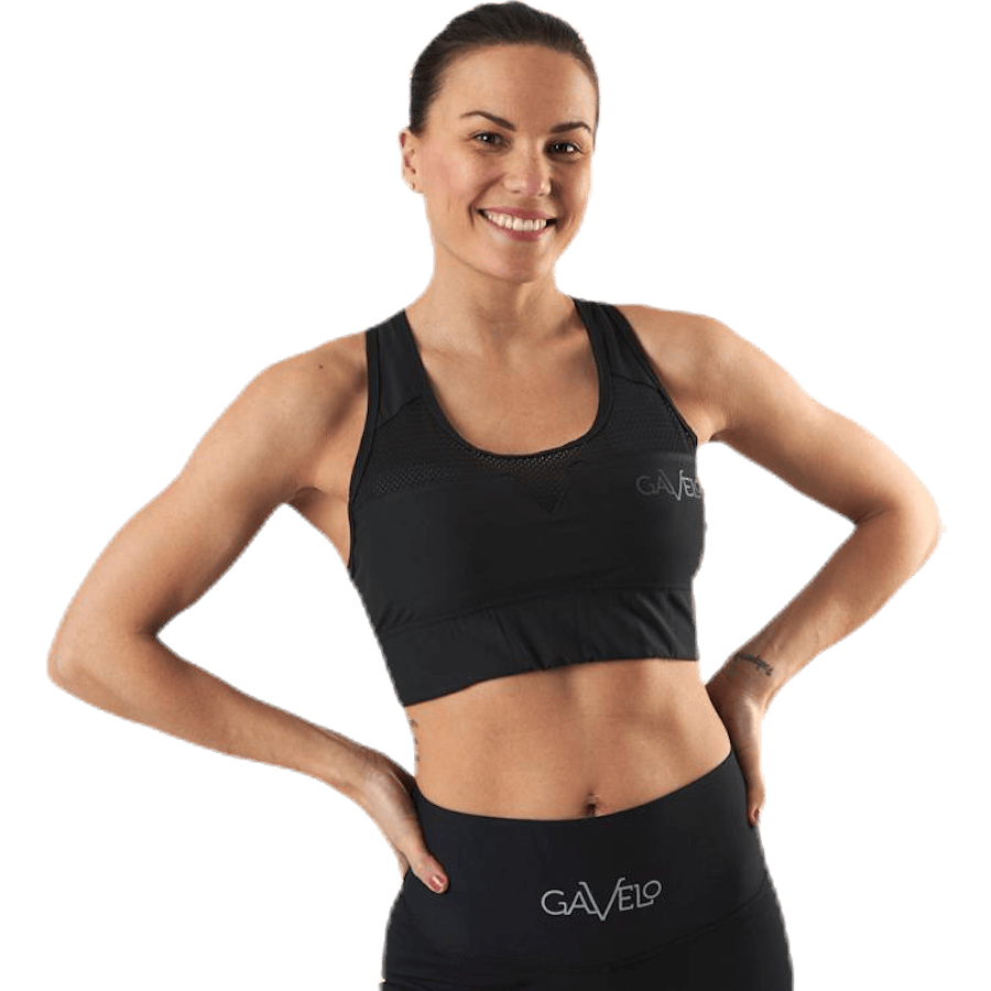 Mesh Black Swirl Sports Bra Black