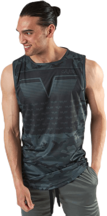 Sniper Green Sleeveless Tee Patterned/Green, Male, Odevy, Tričko, Posilovať, Vzorované/Zelená, XXL