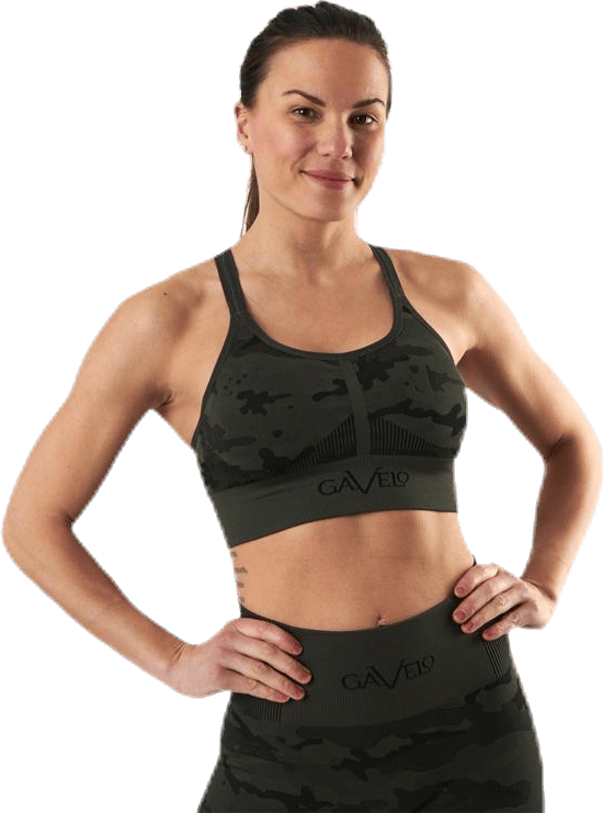 Seamless Camo Sports Bra Patterned/Black