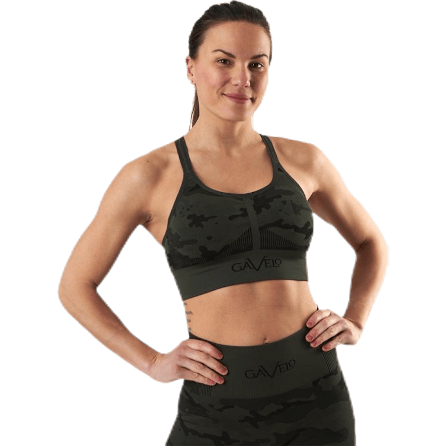 Seamless Camo Sports Bra Patterned/Black