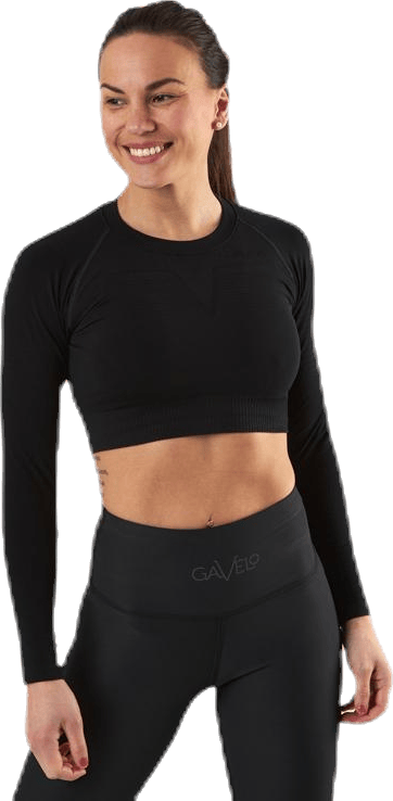 Seamless Black Crop Top Black
