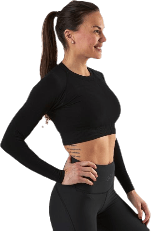 Seamless Black Crop Top Black - Bild 2