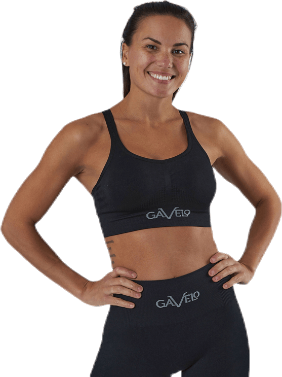 Seamless Black Sports Bra Black, Female, Ropa, Sujetador deportivo, Running, Negro, M