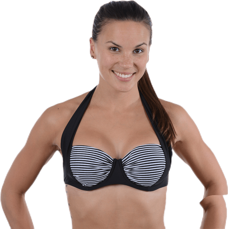 Black Stripe Halterneck Black