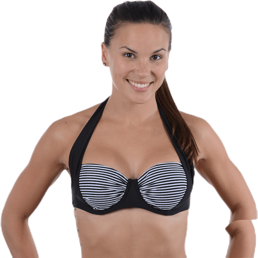 Black Stripe Halterneck Black