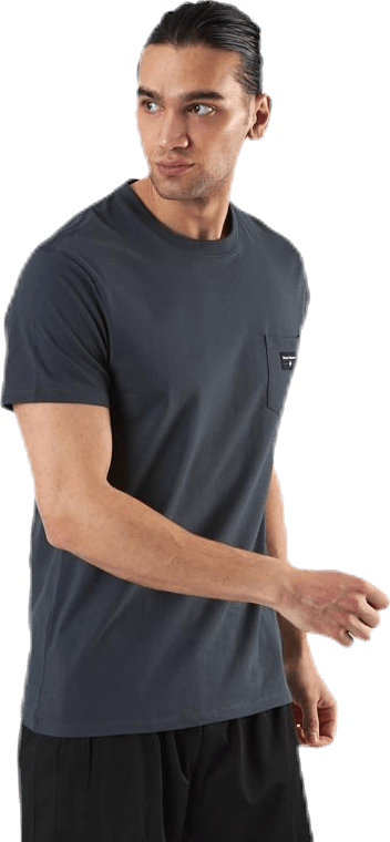 Pocket Label Tee Grey, Male, Tøj, T-shirt, Grå, M