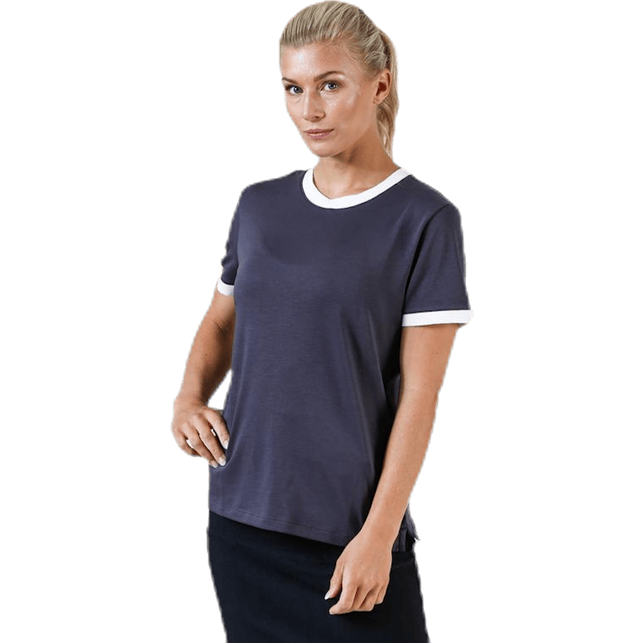 Ringer Top SS Blue/White