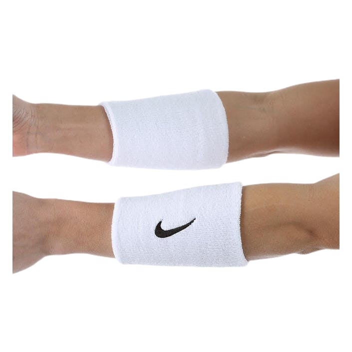 Swoosh Doublewide Wristbands White/Black, Unisex, Utrustning, Skydd, Träning, Svart, ONESIZE
