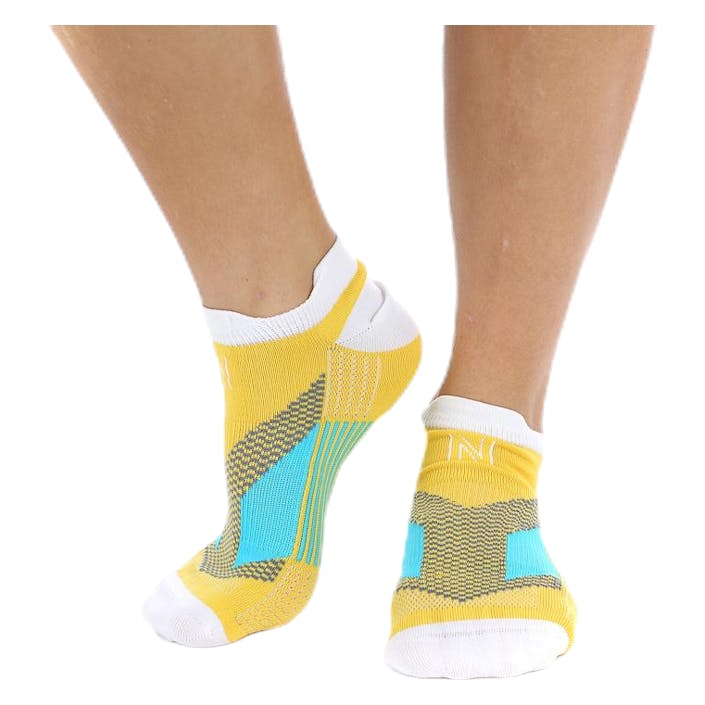 Mirenda Thin Running Sock Low-cut White/Yellow, Female, Vaatteet, Sukat, Juoksu, Valkoinen/Keltainen, 39-42