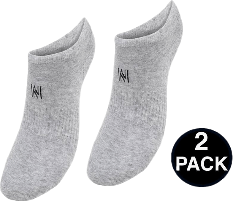 No Show Socks - Leo 2-Pack Grey, Unisex, Apparels, Socks, Grey, 43-46