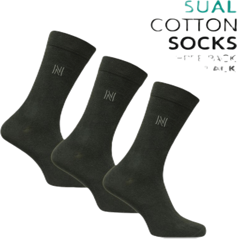 3-Pack Casual Socks - Brody Black, Unisex, Apparels, Socks, Black, 43-46