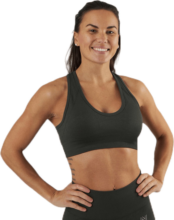 Erica Seamless Sports Bra Green, Female, Apparels, Sports Bras, Running, Green, L