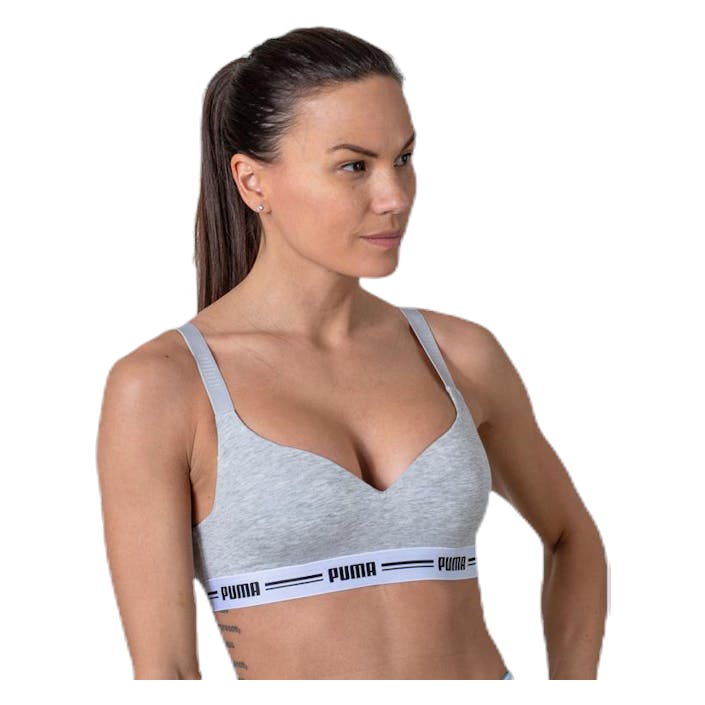 Iconic Padded Top Grey, Female, Apparels, Sports Bras, Running, Grey, S