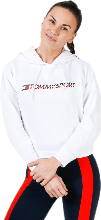 Hoody Cropped Vertical Logo White