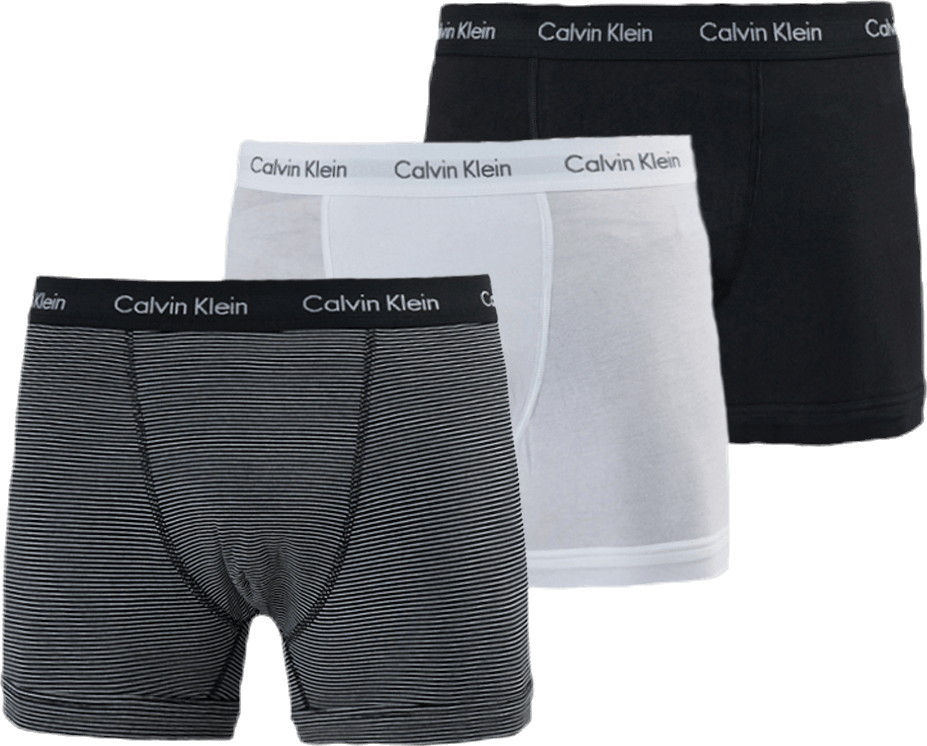 Cotton Stretch Trunk 3Pk White, Male, Odzież, Bielizna, Biały/Czarny, S