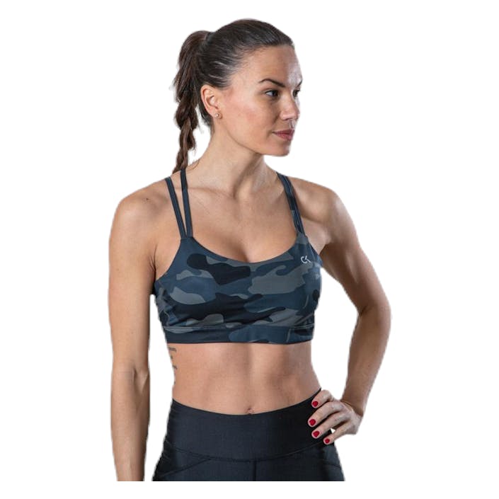 Medium Support Bra Camo Patterned/Black, Female, Abbigliamento, Reggiseno sportivo, In esecuzione, Fantasia/Nero, XS