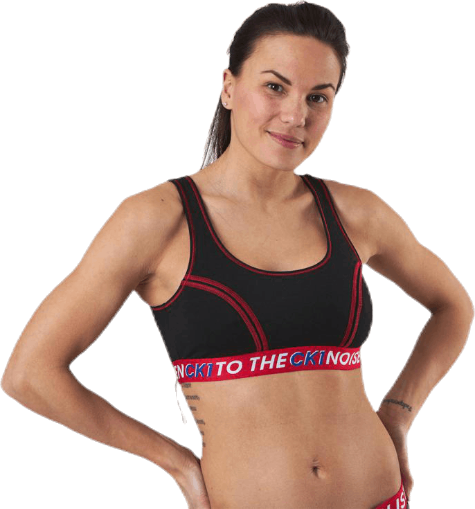 Ck One Listen Unlined Bralette Black/Red, Female, Vêtements, Sous-vêtements, Noir/Rouge, XS
