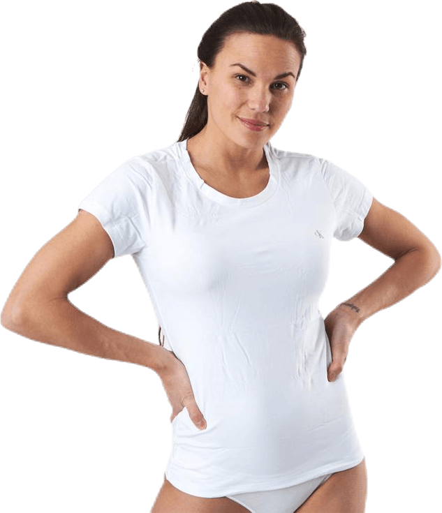 Ck One Cotton S/S Crew Neck 2-Pack  White, Female, Tøj, T-shirt, Hvid, XS