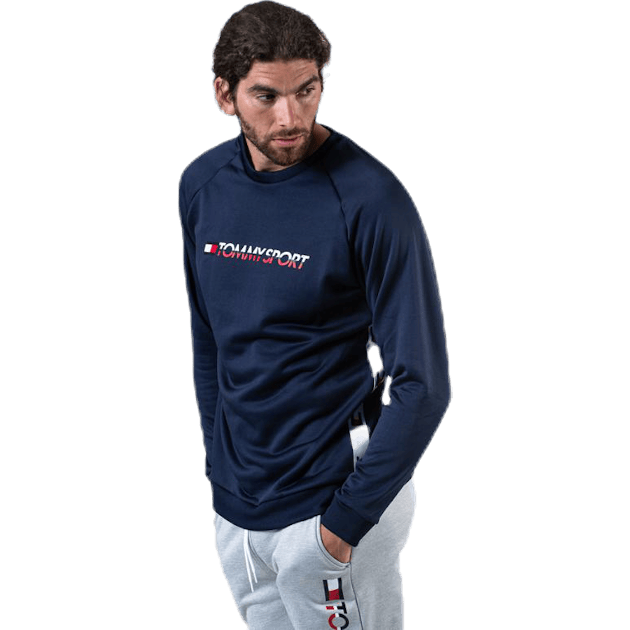 Knit Crew Sweat Logo Tape Blue - Bild 2