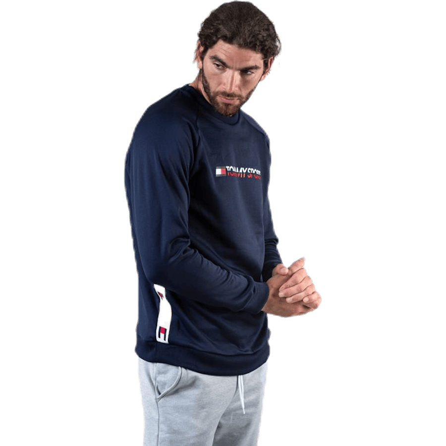 Knit Crew Sweat Logo Tape Blue - Bild 4