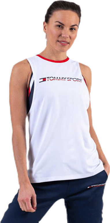 Open Back Tape Tank Top White, Female, Apparels, Tops, Workout, White, S