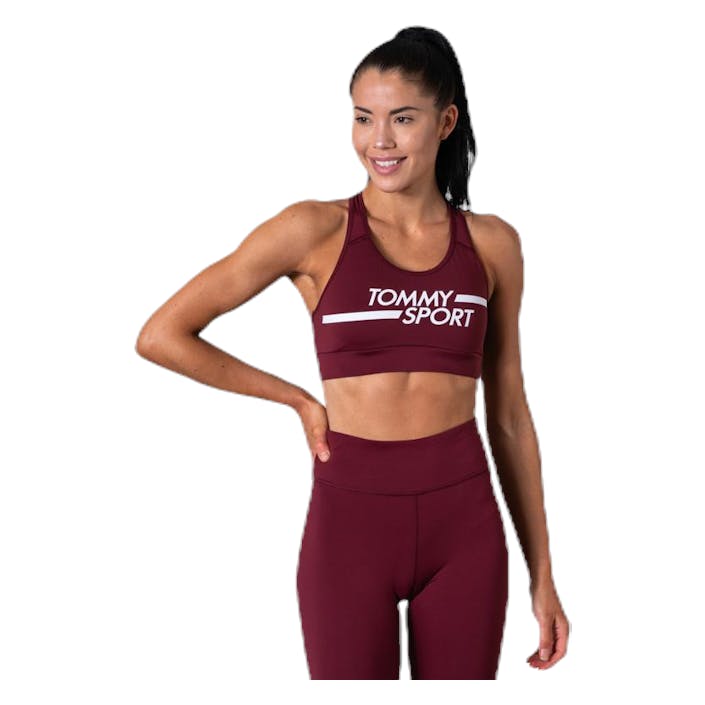 Mid Support Bra Logo Red, Female, Apparels, Sports Bras, Running, Red, XS