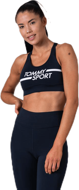 Mid Support Bra Logo Blue, Female, Apparels, Sports Bras, Running, Blue, M