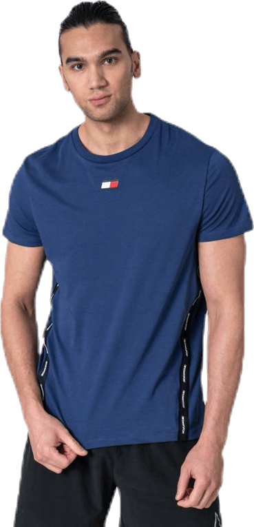 Tape Logo Top Blue, Male, Apparels, T-shirt, Workout, Blue, XL