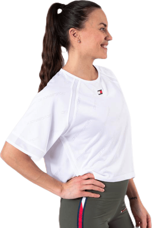 Jacquard Performance Boxy Top White